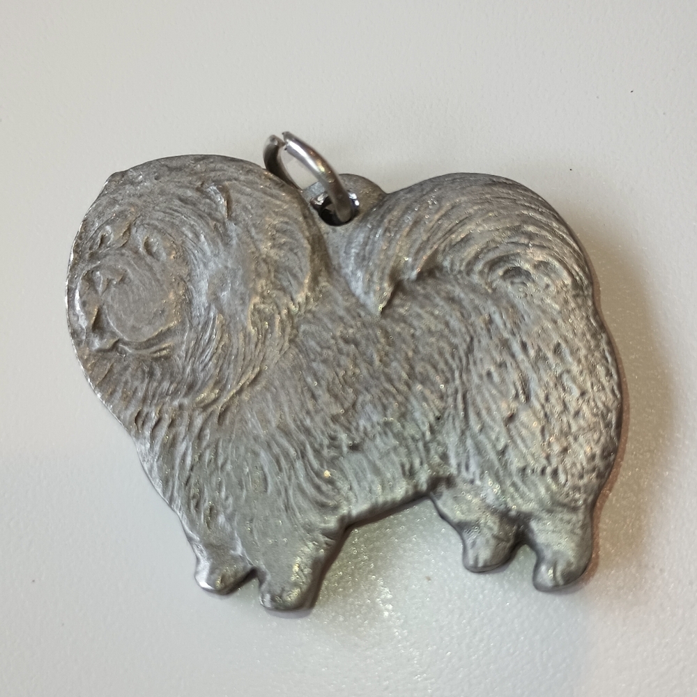 Vintage Rawcliffe Pewter I Heart My Chow Chow (P. Davis) Pendant (1987)